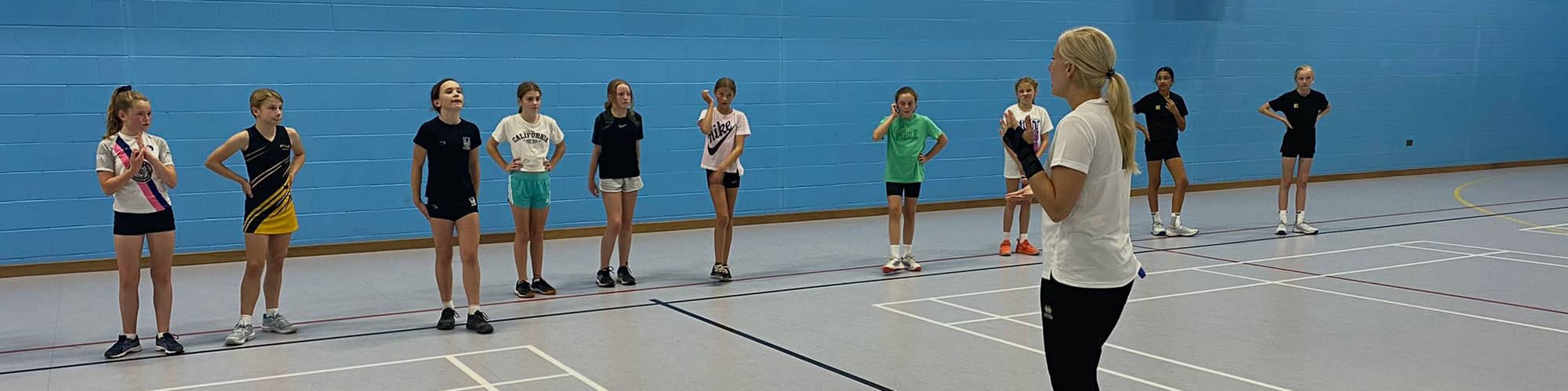 Indoor netball lesson in Northwich