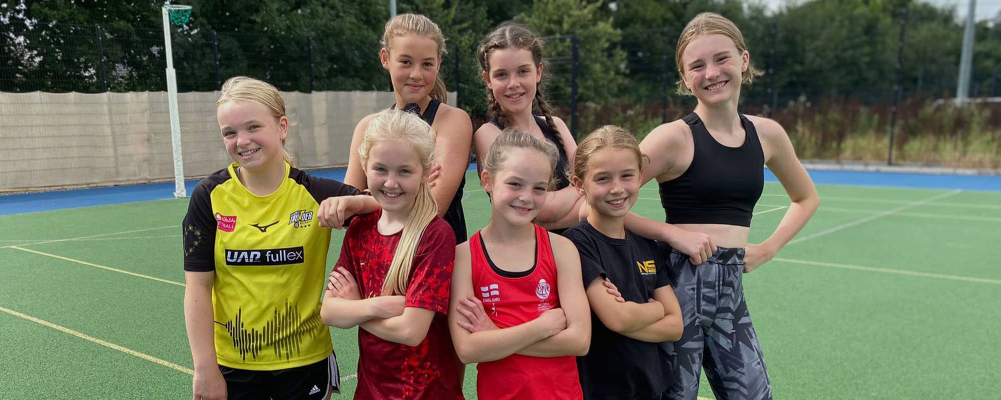 Teenage girls at netball lesson in Hartford