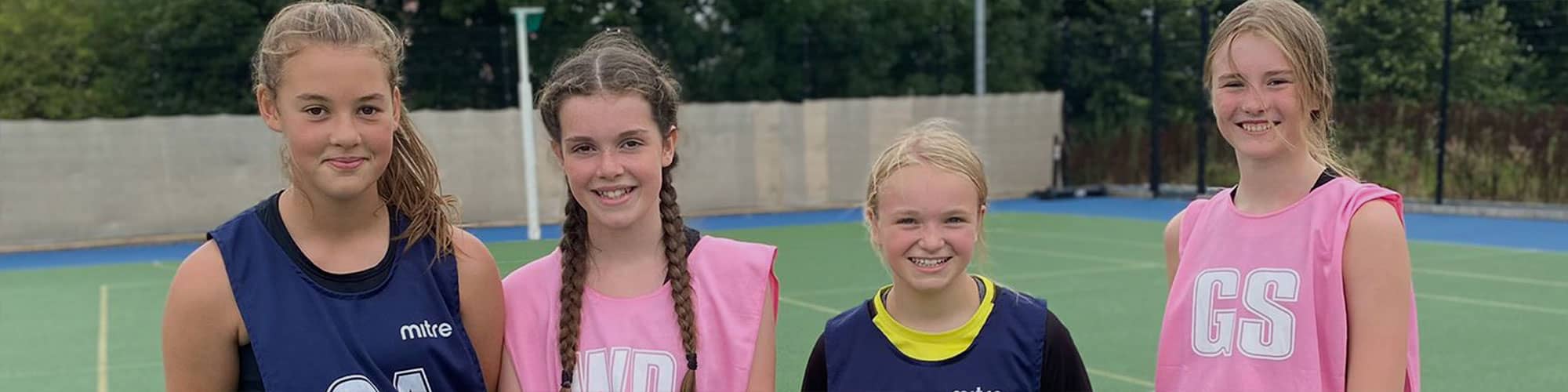 Girls at netball lesson in Hartford